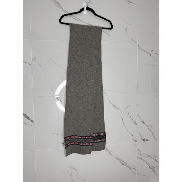 BROOKS BROTHERS Gray FAIR ISLE/NORDIC MERINO WOOL Blend Long Scarf Preppy Winter - Picture 1 of 7